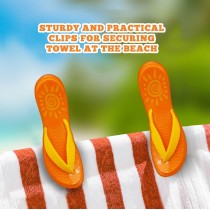 Paar Flip-Flop Strandtuch-Clips, Strandtuch Klammer - Sonnen-Design, Orange/Gelb