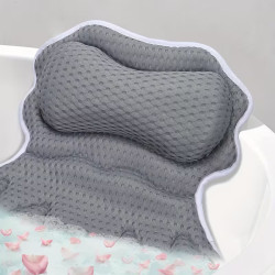 Badewannenkissen mit Nacken- und Rückenstütze – Ergonomisches Wellnesskissen Grau