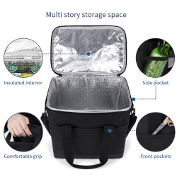 Grosse isolierte Kühltasche mit viel Stauraum Schwarz