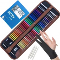 Farbstifte Set – 58-teilig mit Zubehör – 48 bunte Farbstifte im praktischen Etui