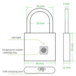 Smart Fingerprint Vorhängeschloss USB | befox.ch