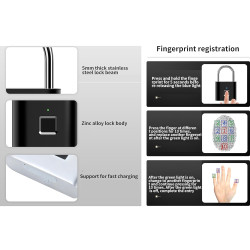 Smart Fingerprint Vorhängeschloss USB | befox.ch