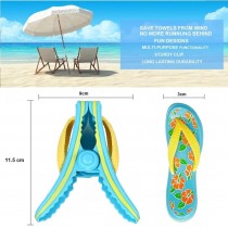 Paar Flip-Flop Strandtuch-Clips, Strandtuch Klammer - Blumen Blau Gelb