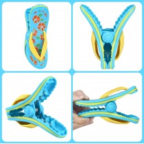 Paar Flip-Flop Strandtuch-Clips, Strandtuch Klammer - Blumen Blau Gelb