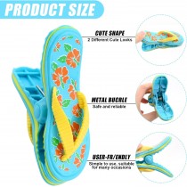 Paar Flip-Flop Strandtuch-Clips, Strandtuch Klammer - Blumen Blau Gelb