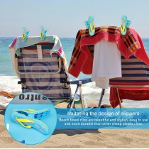 Paar Flip-Flop Strandtuch-Clips, Strandtuch Klammer - Blumen Blau Gelb
