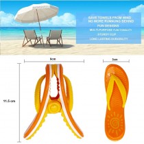 Paar Flip-Flop Strandtuch-Clips, Strandtuch Klammer - Sonnen-Design, Orange/Gelb