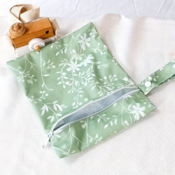 3 Stück Wetbag Windeltasche Set Leaf Green – Praktische Nasstaschen für unterwegs