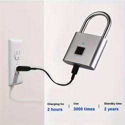 Smart Fingerprint Vorhängeschloss USB Silber | befox.ch