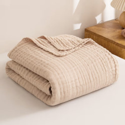 Baumwolle Musselin Decke 150x200 cm Khaki – Sommerdecke | befox.ch