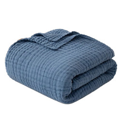 Baumwolle Musselin Decke 150x200 cm Blau