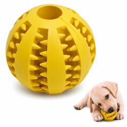 Interaktives Hundespielzeug Gummikauball mit Futterspender 7 cm Gelb