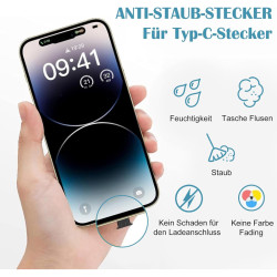 4er Set USB-C Staubschutzkappen Metall mit Bürste | befox.ch