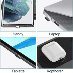 4er-Set USB-C Ladeanschlussabdeckung mit Reinigungsbürste schwarz