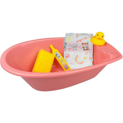 Heless Puppen-Badewanne rosa mit Zubehör – 41 cm