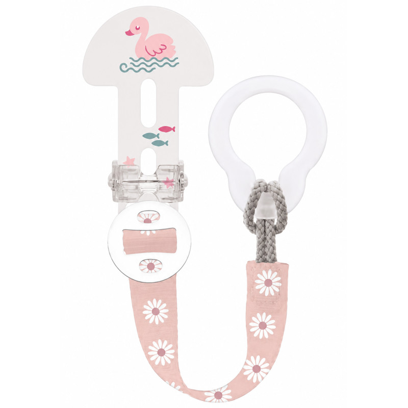 Mam Schnullerband Clip it! Schwan Rosa