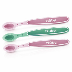 Nuby Soft Flex Breilöffel mit Wärmesensor – 3er-Set Rosa / Grün