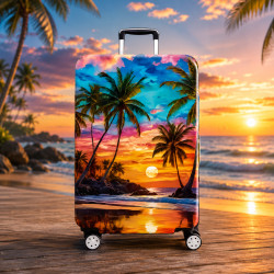Kofferhülle – Elastischer Kofferschutz – Grösse M Tropical Sunset Paradise