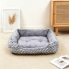 Katzenbett & Hundebett Plüsch – weich & rutschfest 80 × 70 cm Grösse XXL Grau