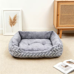 Katzenbett & Hundebett Plüsch – weich & rutschfest 70 × 50 cm Grösse XL Grau