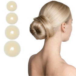 4-teiliges Duttkissen-Set Donut für Haarknoten Gelb