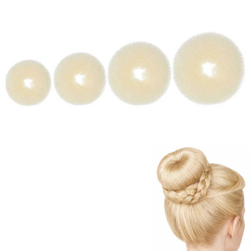 4-teiliges Duttkissen-Set Donut für Haarknoten Gelb