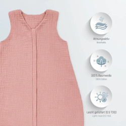 Julius Zöllner Musselin Sommerschlafsack – Grösse 80 Dusty Rose