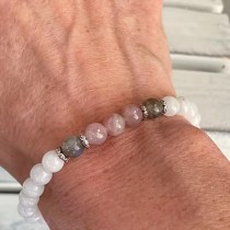 Mondstein Labradorit Rosenquarz Armband 6mm | befox.ch