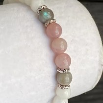 Mondstein, Labradorit & Rosenquarz Armband – Natursteinperlen 6 mm