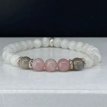 Mondstein, Labradorit & Rosenquarz Armband – Natursteinperlen 6 mm