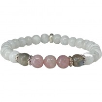 Mondstein, Labradorit & Rosenquarz Armband – Natursteinperlen 6 mm