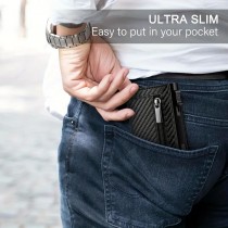 Smart Wallet RFID Kartenhalter mit Pop-up-System – Carbon-Look