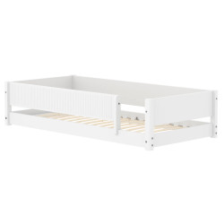 Flexa Montessori-Bett mit vorderer Absturzsicherung mit Grooves, 90x200 cm, Weiss