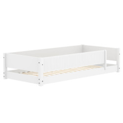 Flexa Montessori-Bett mit vorderer Absturzsicherung mit Grooves, 90x200 cm, Weiss