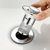 Pop-up Abflusssieb mit Haarfänger für Waschbecken – Haarsieb Silber