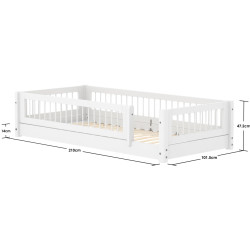 Flexa Montessori-Bett mit vorderer Absturzsicherung Crossbars, 90x200 cm