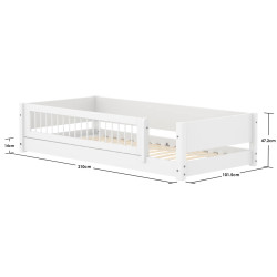 Flexa Montessori-Bett 90x200 mit vorderer Crossbars Absturzsicherung | befox.ch