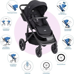 Joie Elara 4in1 Kinderwagen Bundle mit Wanne, i-Snug 2 & i-Base Encore – Raven