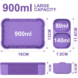 900ml Geteilte Lunchbox Purple auslaufsicher & BPA-frei | befox.ch