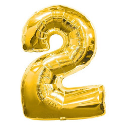 Folienballon Zahl 2 Gold 86 cm – Zahlenballon | befox.ch