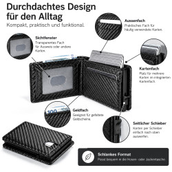 Kartenetui mit Kartenauswurf Carbon-Look Schwarz | befox.ch