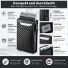 Kartenetui mit Kartenauswurf & Geldfach – Wallet Kartenhalter Carbon-Look Schwarz