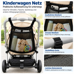 Universal Kinderwagennetz mit verstellbaren Gurten – Schwarz