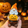 Mini Zwerg mit Kürbis aus Kunstharz – Herbstdeko 11 cm