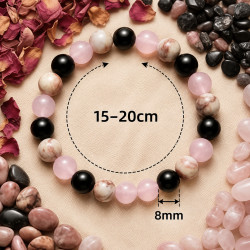 Perlenarmband Rosa-Schwarz 8 mm | befox.ch