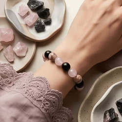 Perlenarmband Rosa-Schwarz 8 mm | befox.ch