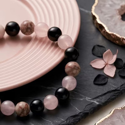 Perlenarmband Rosa-Schwarz 8 mm | befox.ch