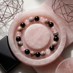 Perlenarmband Rosa-Schwarz 8 mm | befox.ch