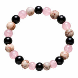 Perlenarmband Rosa-Schwarz 8 mm | befox.ch