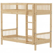 Flexa CLASSIC RAW Etagenbett mit Sprossen und gerader Leiter, 90x200 cm, Kiefernholz Natur